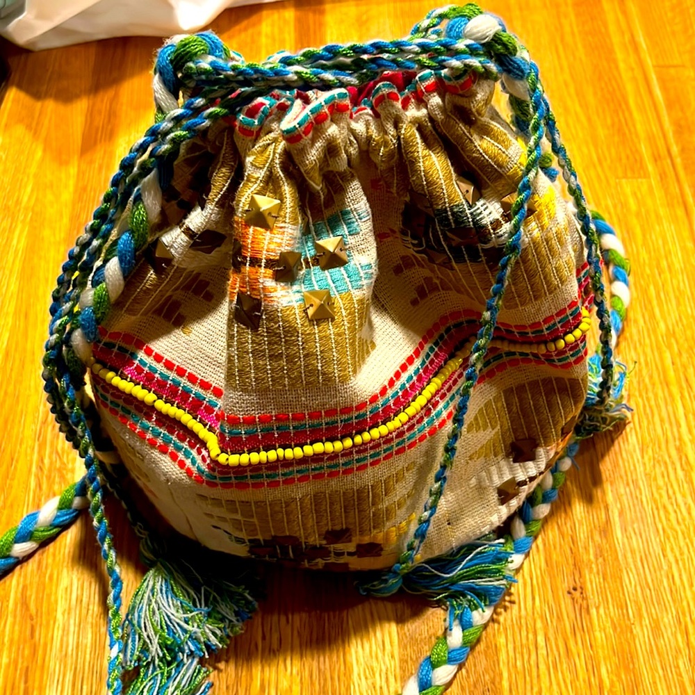 Sierra Sunset Moroccan Woven crossbody Bucket Bag